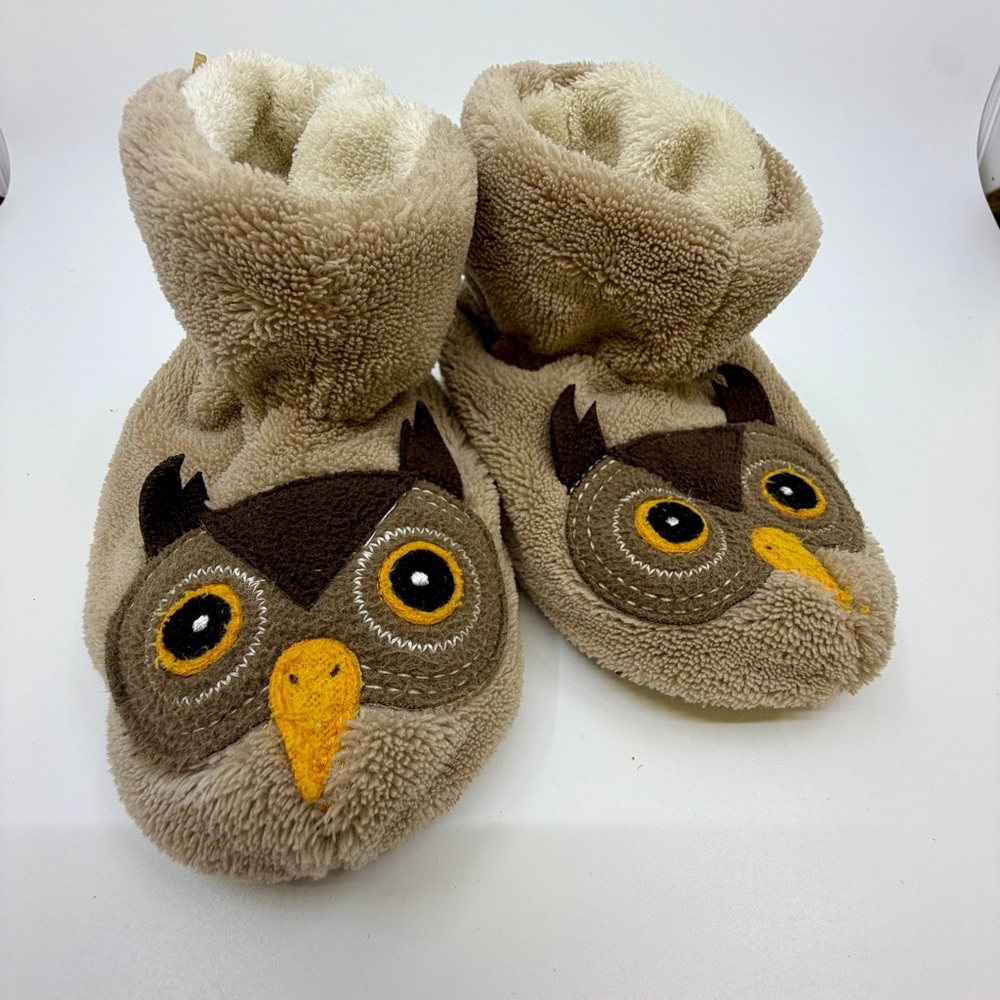 Acorn Owl Baby Slippers 12–18 Months Cozy Bootie Shoes Neutral Brown